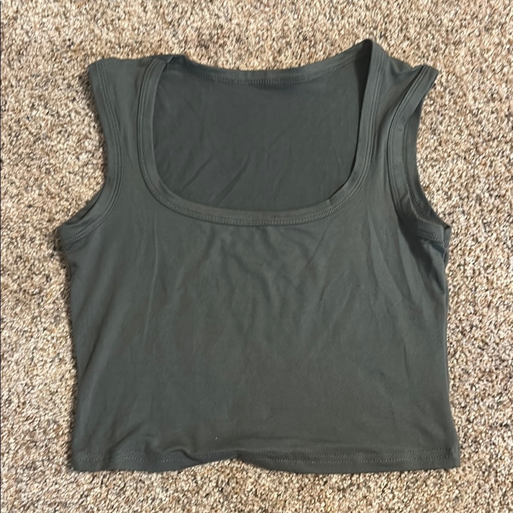 SHEIN Gray Fitted Crop Tank Top